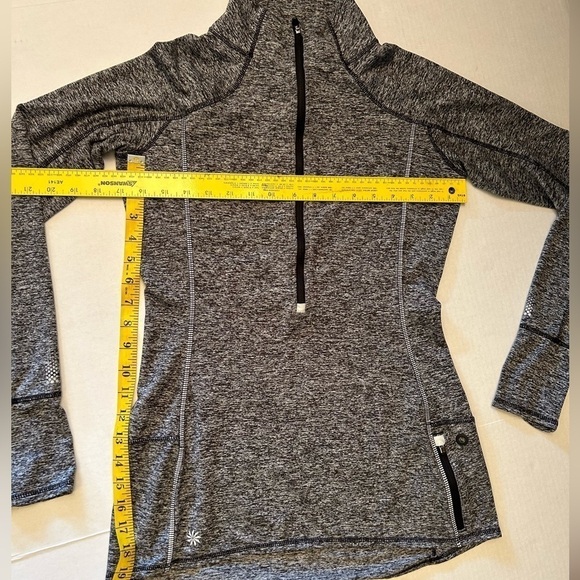 Athleta quarter zip workout grey/black long sleeve top with thumb holes Sz-S T17 - Picture 7 of 7